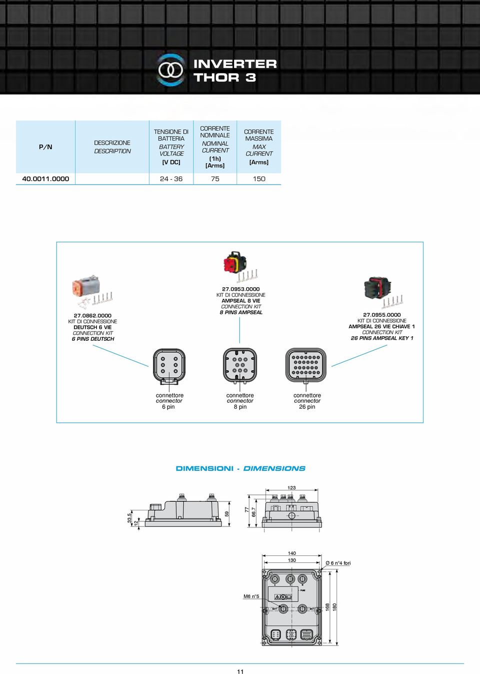 0000 KIT DI CONNESSIONE AMPSEAL 8 VIE CONNECTION KIT 8 PINS AMPSEAL 27.0955.