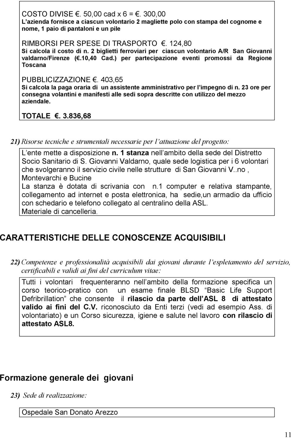 403,65 Si calcola la paga oraria di un assistente amministrativo per l impegno di n. 23 ore per consegna volantini e manifesti alle sedi sopra descritte con utilizzo del mezzo aziendale. TOTALE. 3.