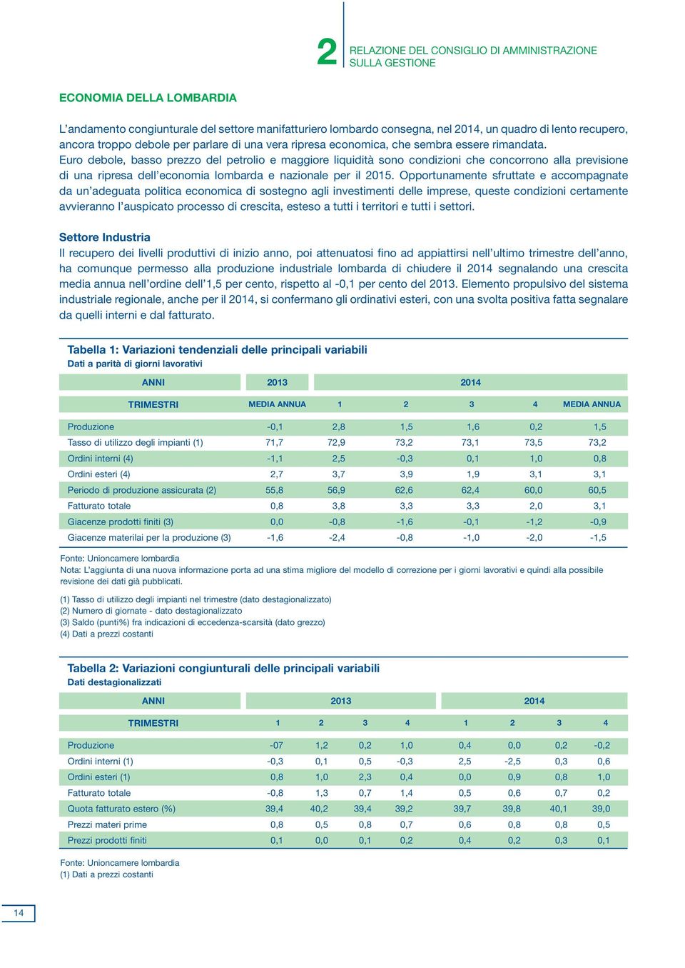 Euro debole, basso prezzo del petrolio e maggiore liquidità sono condizioni che concorrono alla previsione di una ripresa dell economia lombarda e nazionale per il 2015.