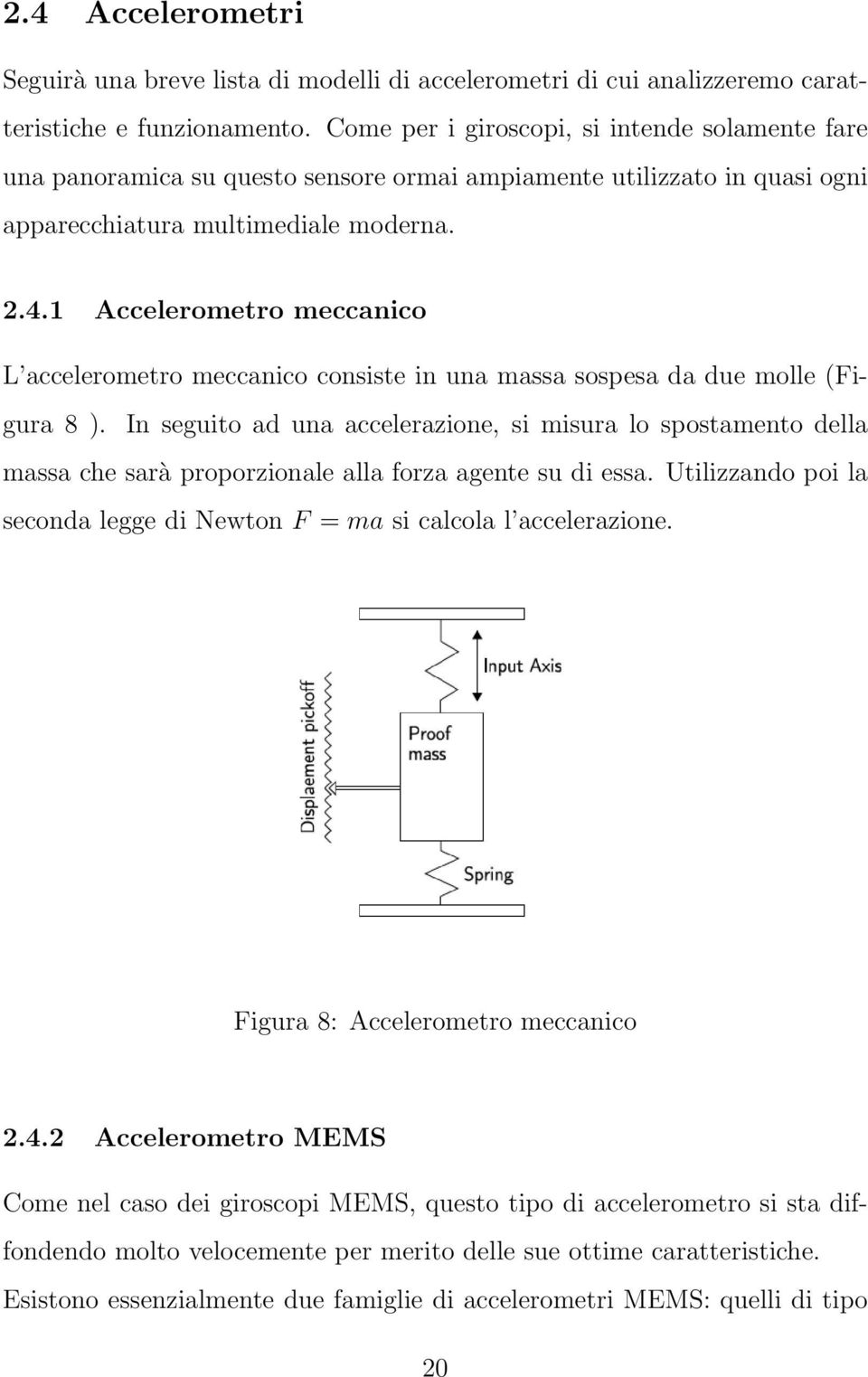 1 Accelerometro meccanico L accelerometro meccanico consiste in una massa sospesa da due molle (Figura 8 ).