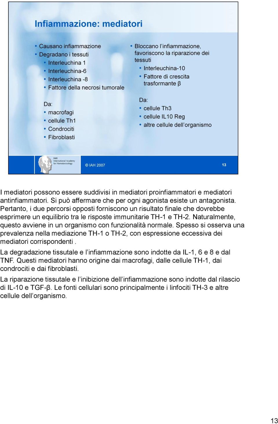 Naturalmente, questo avviene in un organismo con funzionalità normale. Spesso si osserva una prevalenza nella mediazione TH-1 o TH-2, con espressione eccessiva dei mediatori corrispondenti.