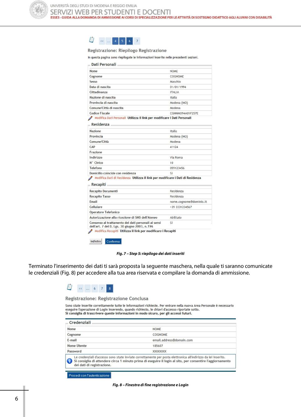 comunicate le credenziali (Fig.