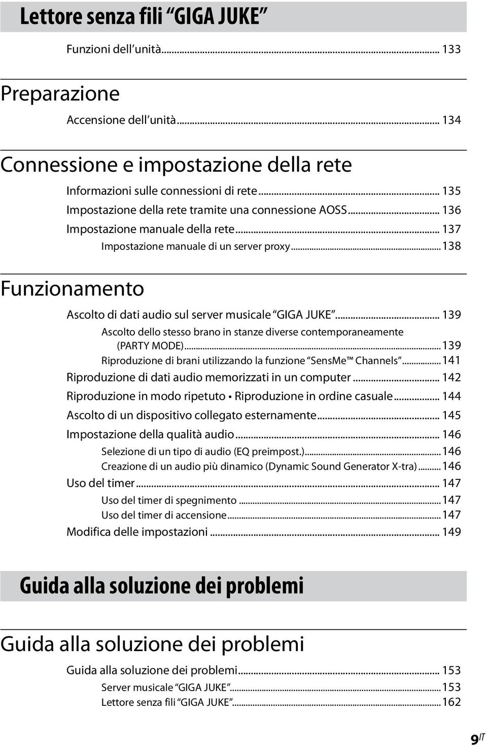 ..138 Funzionamento Ascolto di dati audio sul server musicale GIGA JUKE... 139 Ascolto dello stesso brano in stanze diverse contemporaneamente (PARTY MODE).