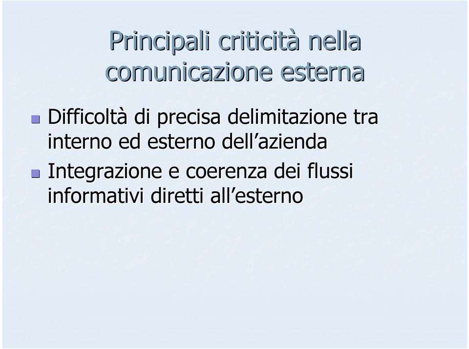 tra interno ed esterno dell azienda