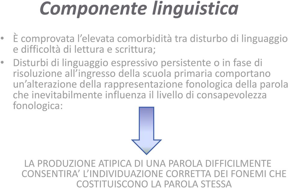 rappresentazione fonologica della parola che inevitabilmente influenza il livello di consapevolezza fonologica: LA PRODUZIONE ATIPICA DI UNA