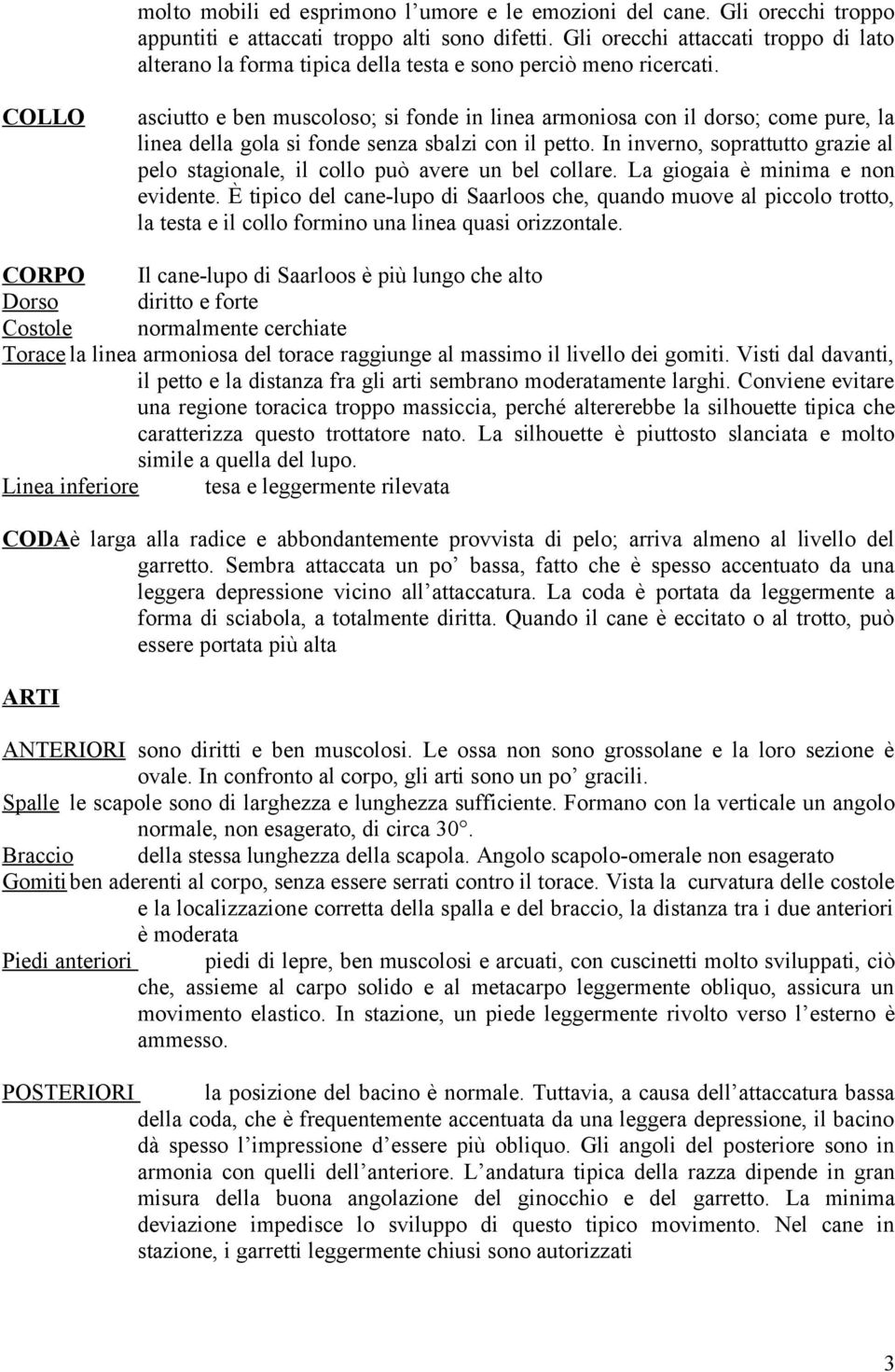 COLLO asciutto e ben muscoloso; si fonde in linea armoniosa con il dorso; come pure, la linea della gola si fonde senza sbalzi con il petto.