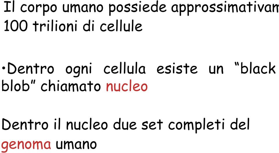 esiste un black blob chiamato nucleo Dentro