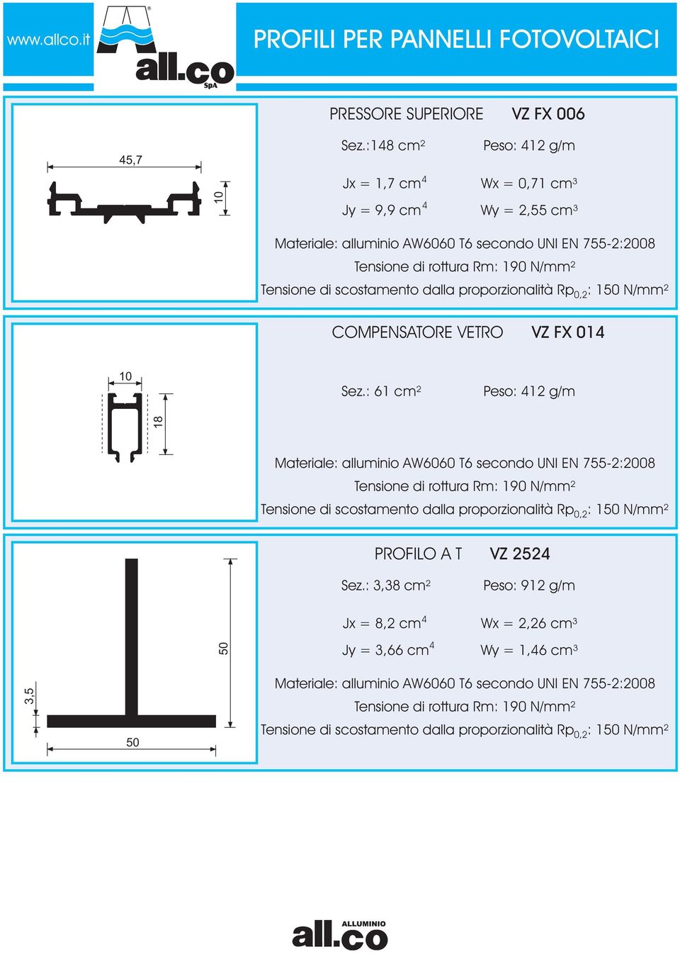 proporzionalità Rp 0,2 : 150 N/mm² COMPENSATORE STAFFA DI SOSTEGNO VETRO VZ VZ 2354 FX 014 10 18 Sez.: 2,6 cm² Sez.