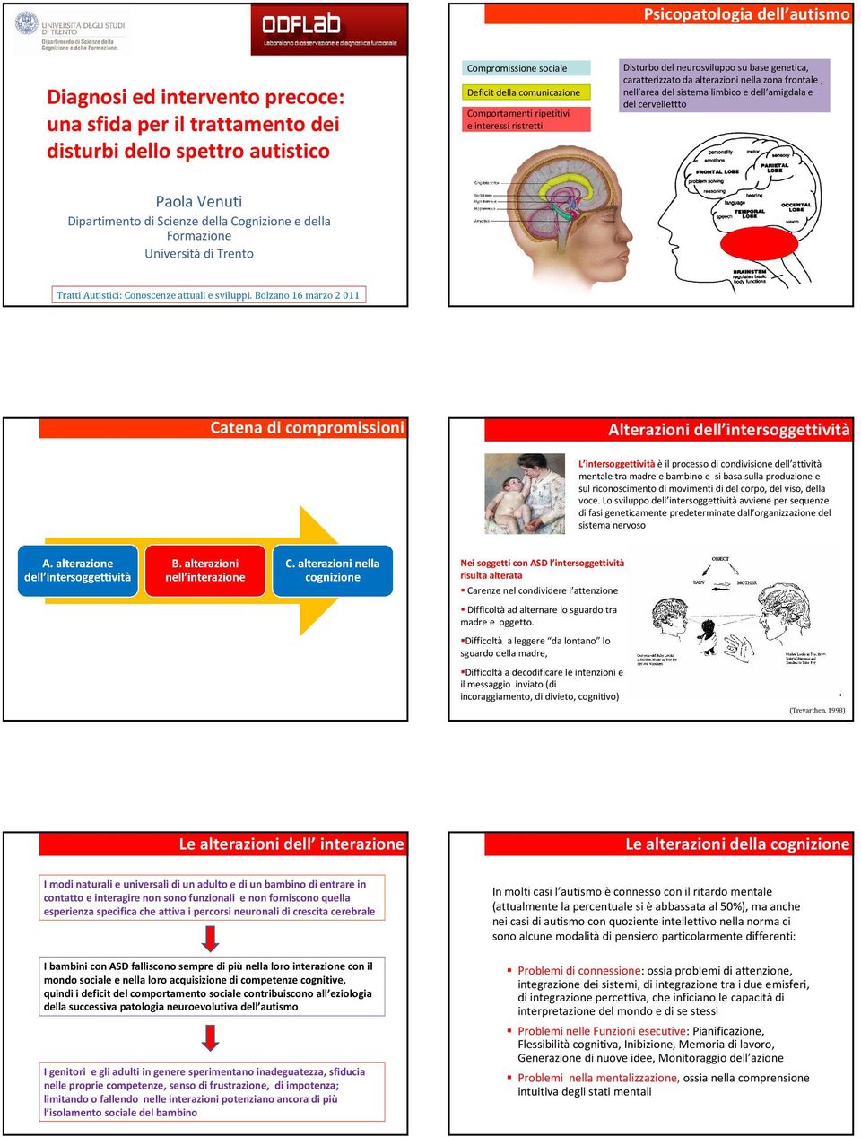Venuti Dipartimento di Scienze della Cognizione e della Formazione Università di Trento Tratti Autistici: Conoscenze attuali e sviluppi.
