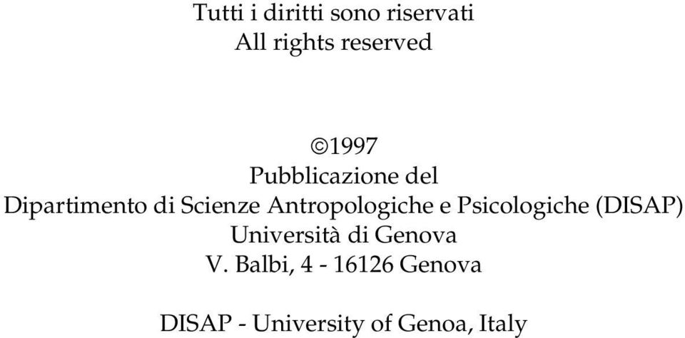 Antropologiche e Psicologiche (DISAP) Università di