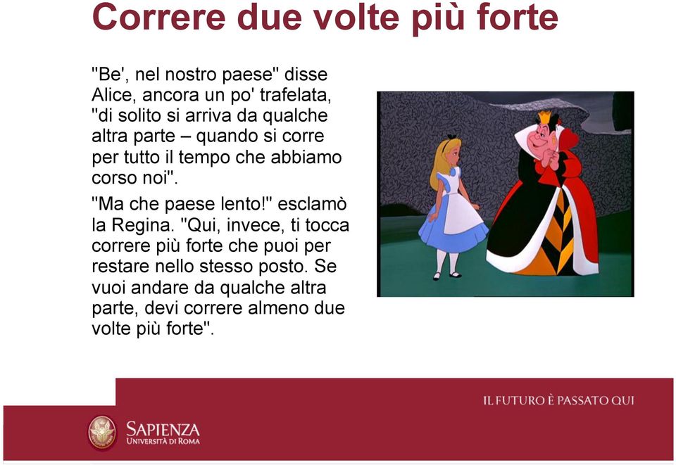 "Ma che paese lento!" esclamò la Regina.