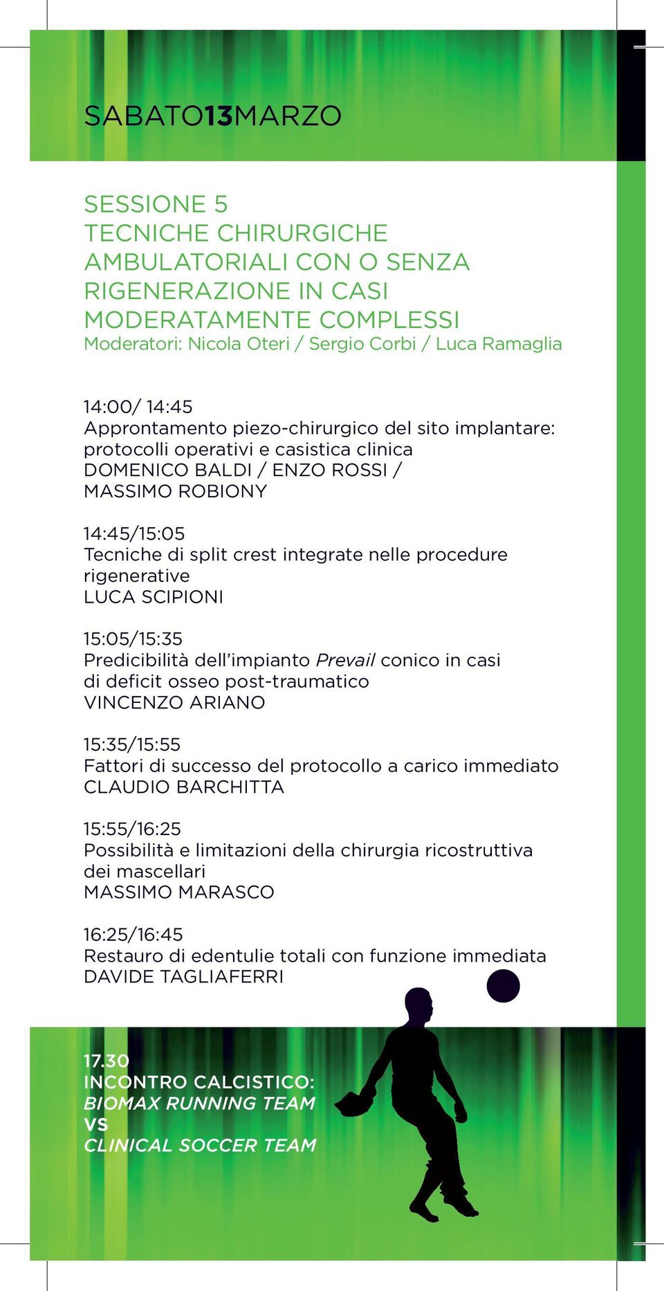 procedure rigenerative LUCA SCIPIONI 15:05/15:35 Predicibilità dell impianto Prevail conico in casi di deficit osseo post-traumatico VINCENZO ARIANO 15:35/15:55 Fattori di successo del protocollo a