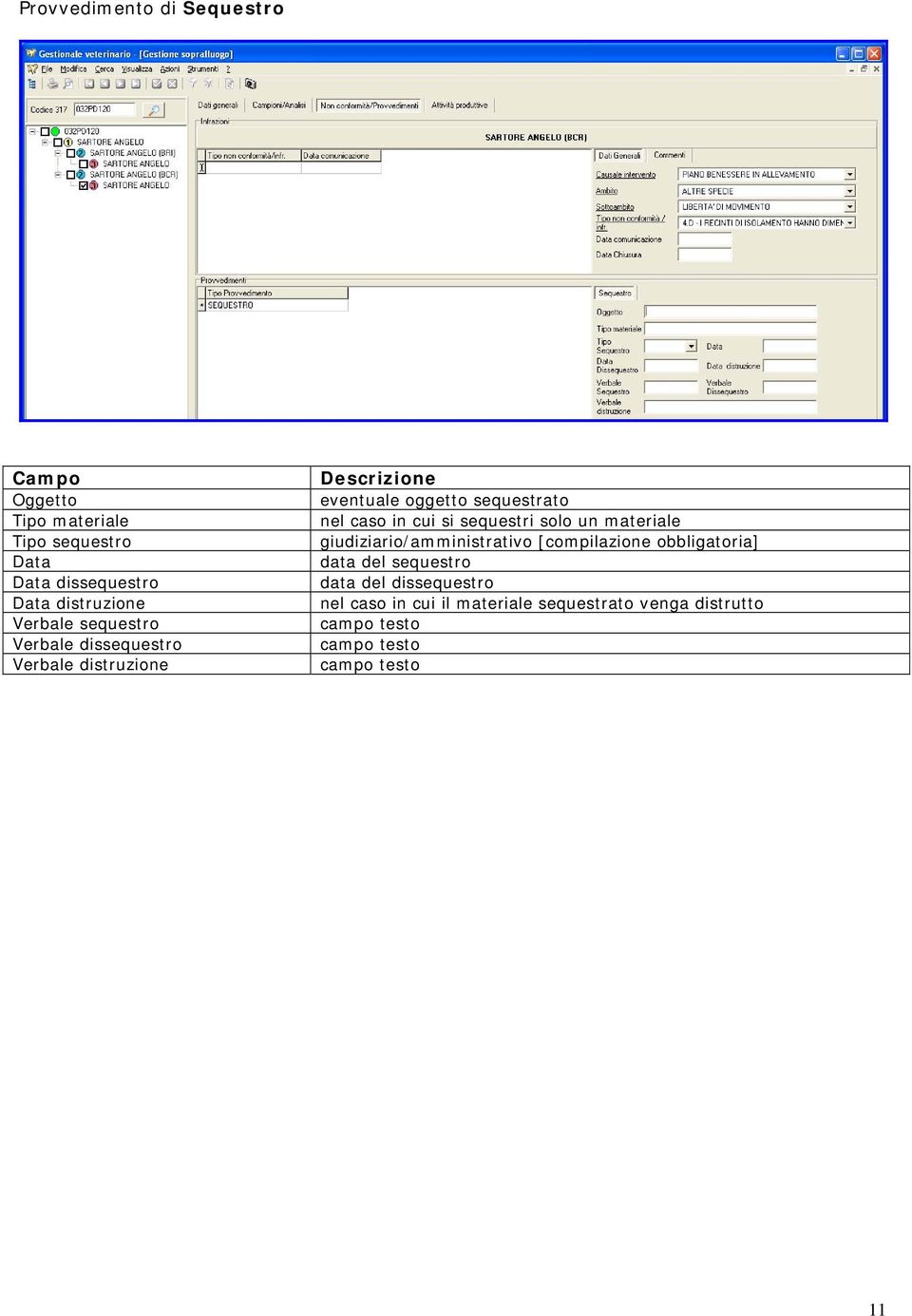 in cui si sequestri solo un materiale giudiziario/amministrativo [compilazione obbligatoria] data del