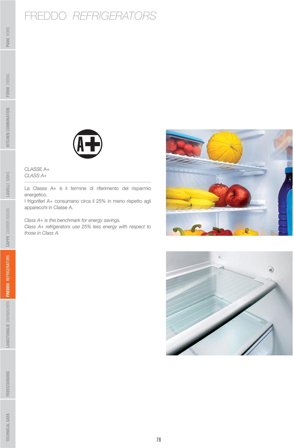 I frigoriferi A+ consumano circa il 25% in meno rispetto agli apparecchi