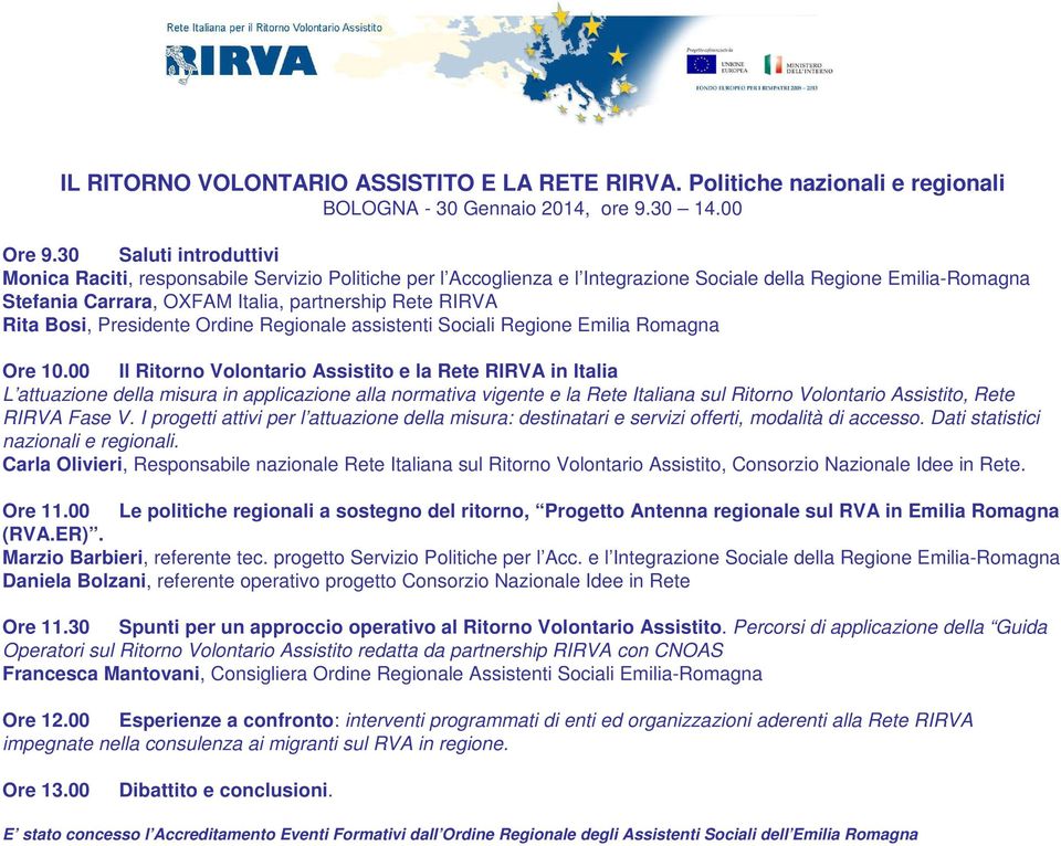 Rita Bosi, Presidente Ordine Regionale assistenti Sociali Regione Emilia Romagna Ore 10.