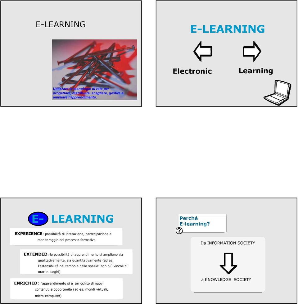 Da INFORMATION SOCIETY EXTENDED: le possibilità di apprendimento si ampliano sia qualitativamente, sia quantitativamente (ad es.