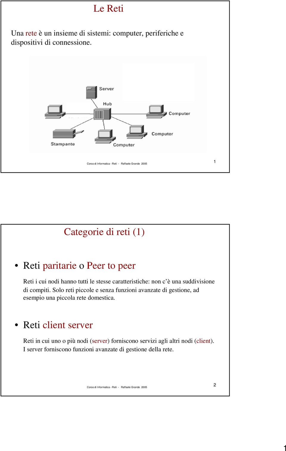 suddivisione di compiti. Solo reti piccole e senza funzioni avanzate di gestione, ad esempio una piccola rete domestica.