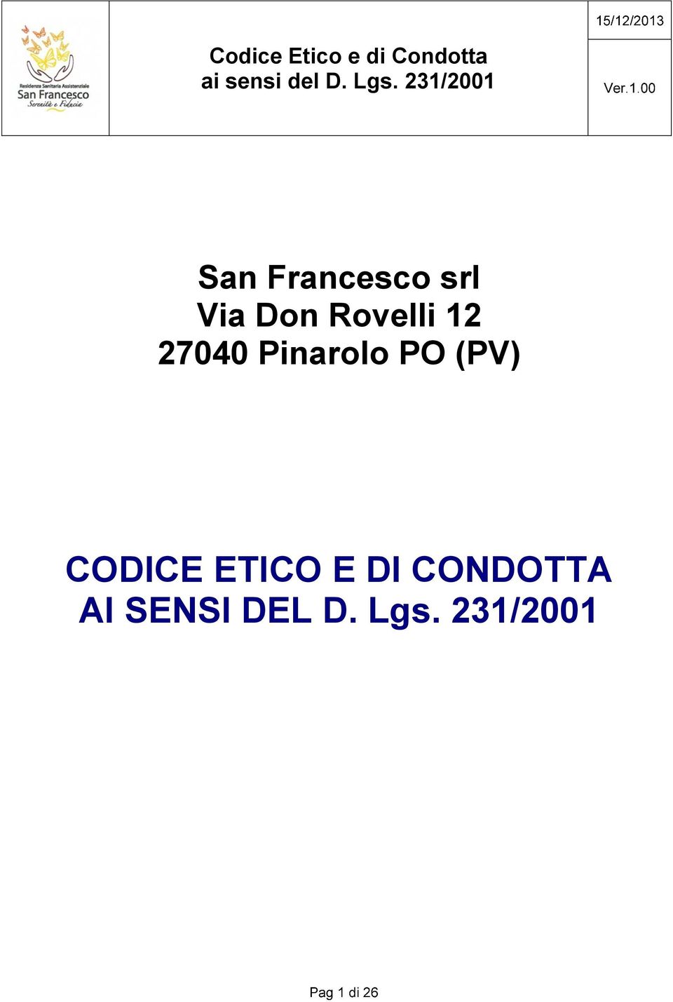 (PV) CODICE ETICO E DI