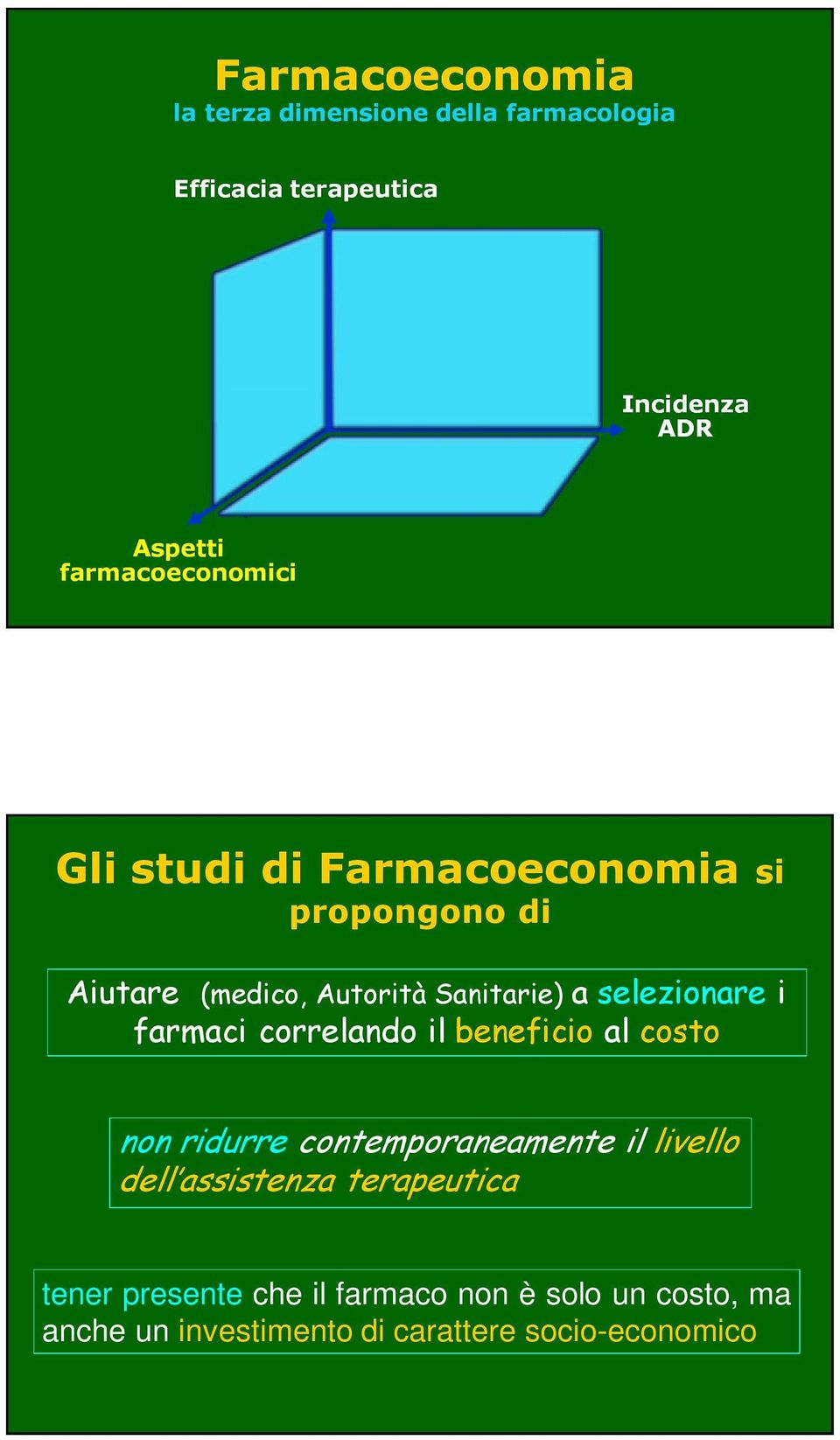 selezionare i farmaci correlando il beneficio al costo non ridurre contemporaneamente il livello dell