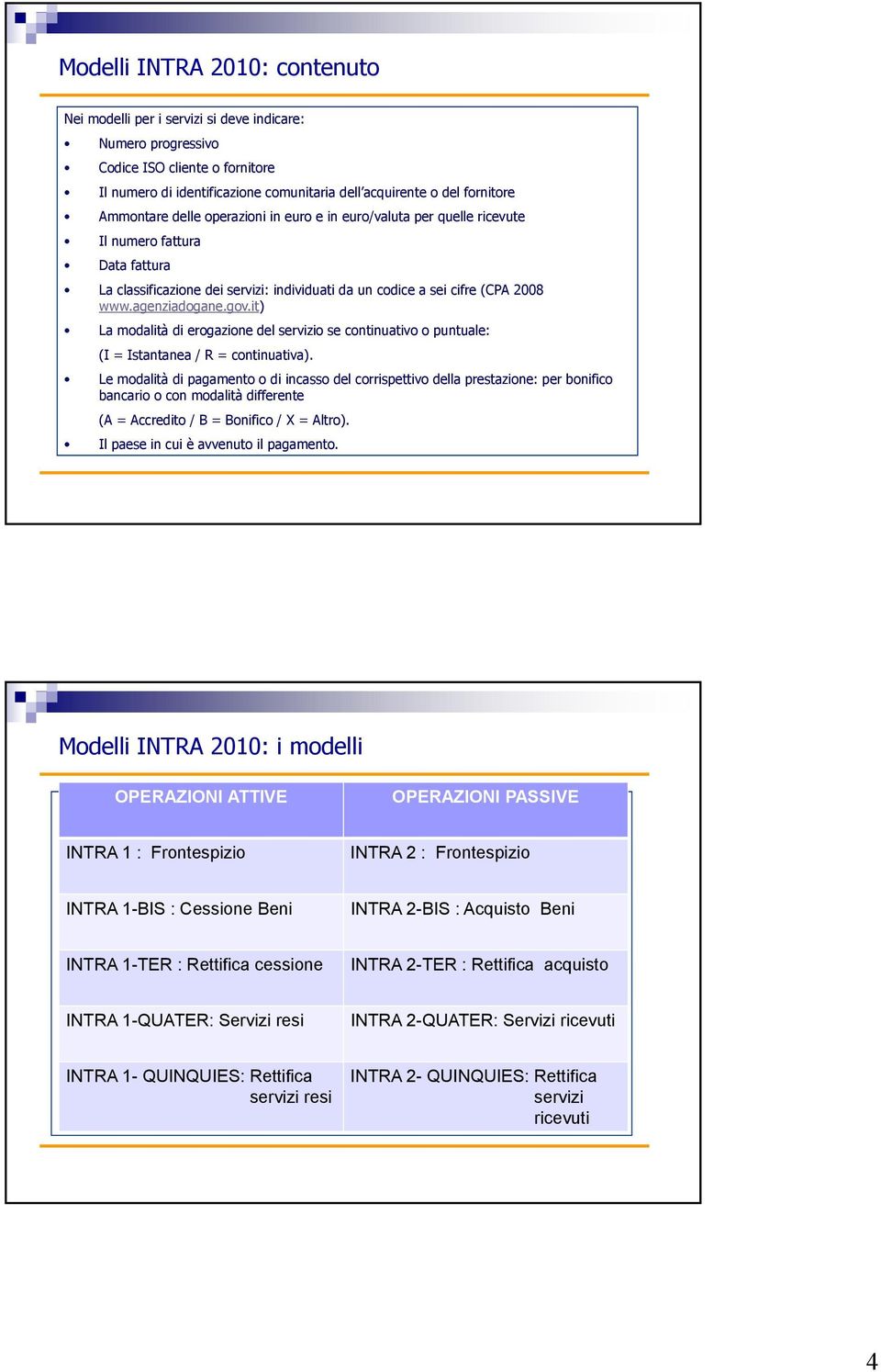 gov.it) La modalità di erogazione del servizio se continuativo o puntuale: (I = Istantanea / R = continuativa).