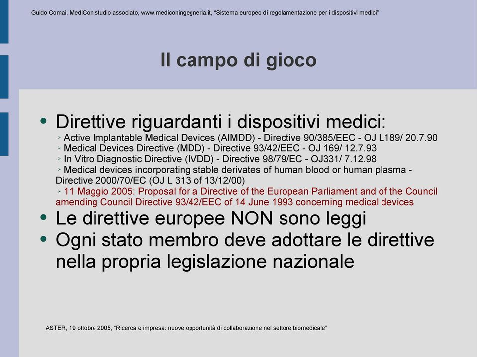 7.93 In Vitro Diagnostic Directive (IVDD) - Directive 98/79/EC - OJ331/ 7.12.