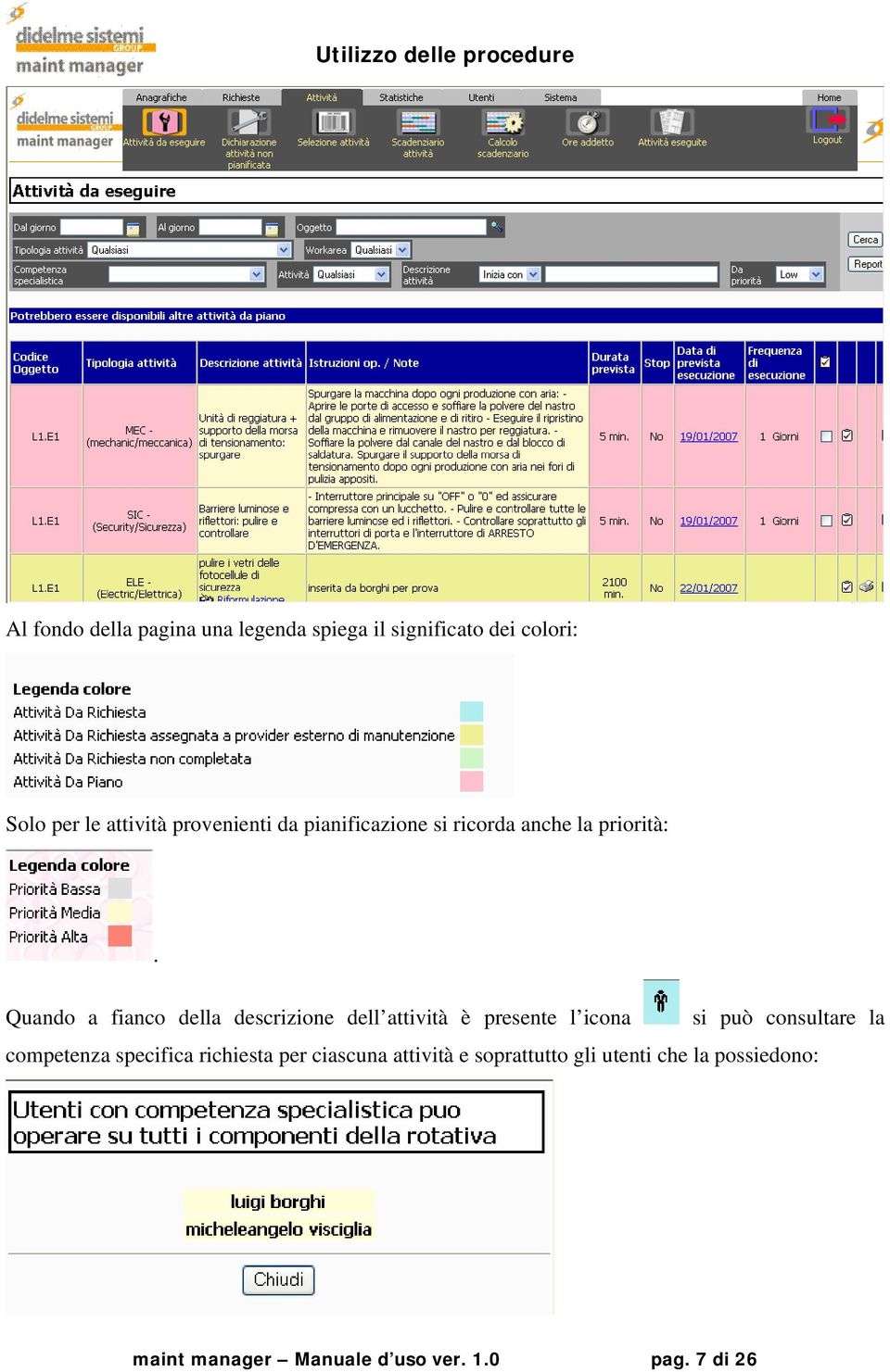 Quando a fianco della descrizione dell attività è presente l icona si può consultare la