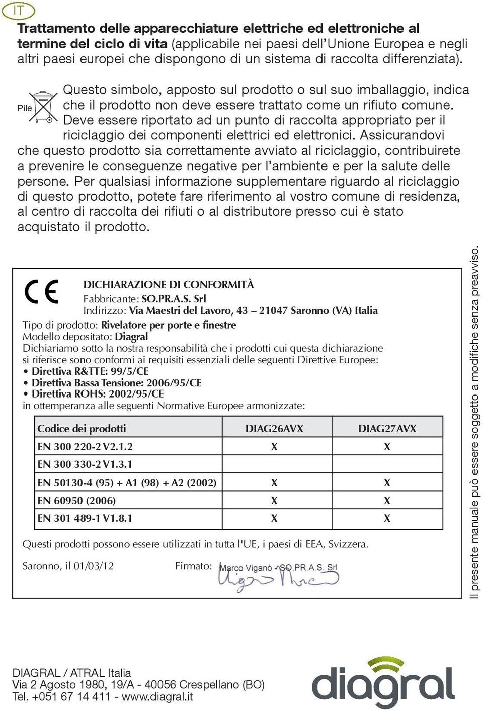 Deve essere riportato ad un punto di raccolta appropriato per il riciclaggio dei componenti elettrici ed elettronici.