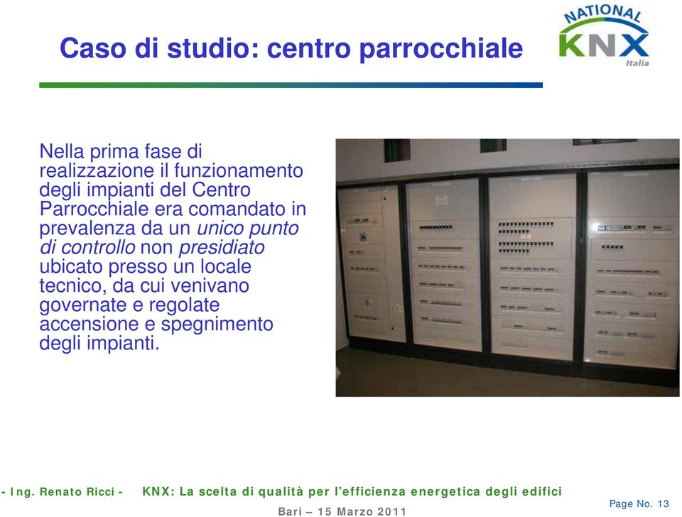 da un unico punto di controllo non presidiato ubicato presso un locale tecnico,