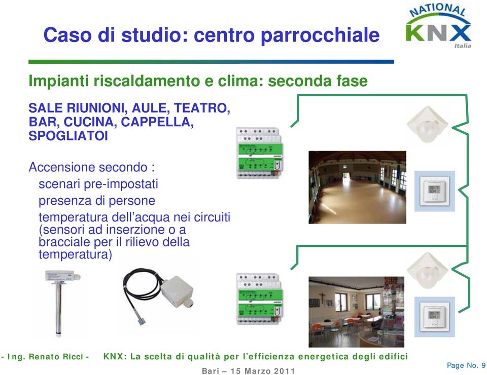 secondo : scenari pre-impostati presenza di persone temperatura dell acqua nei