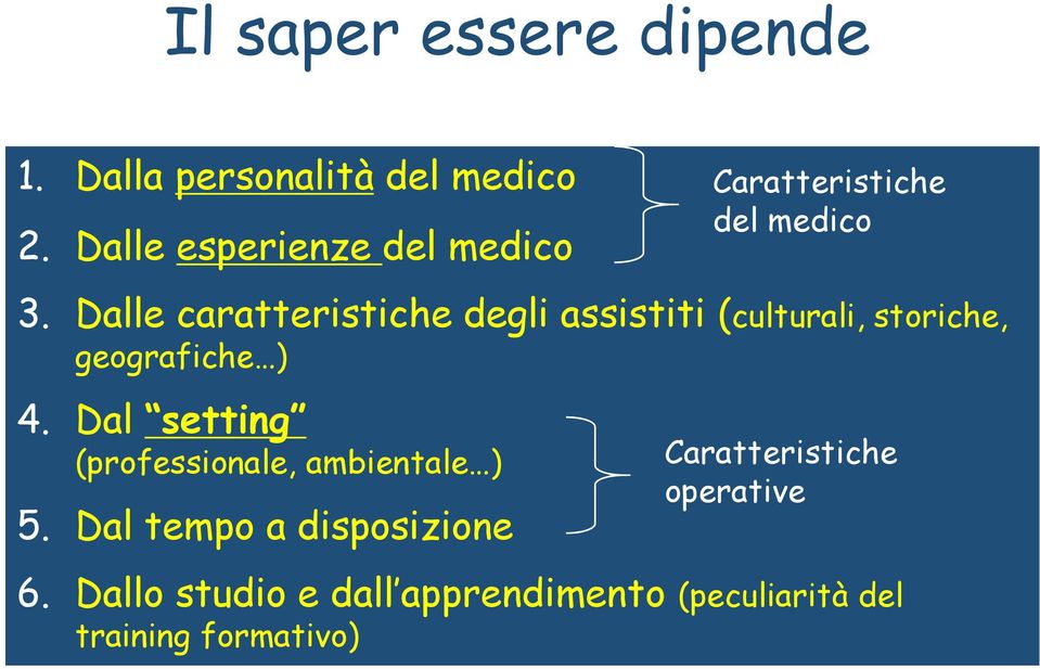 Dalle caratteristiche degli assistiti (culturali, storiche, geografiche ) 4.