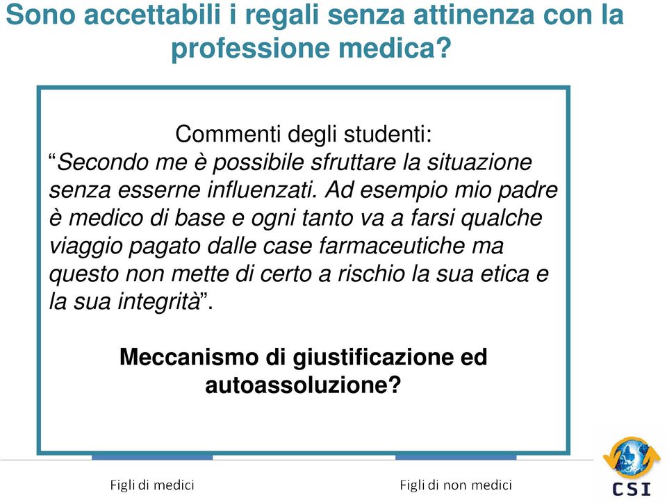 Ad esempio mio padre è medico di base e ogni tanto va a farsi qualche viaggio pagato dalle case