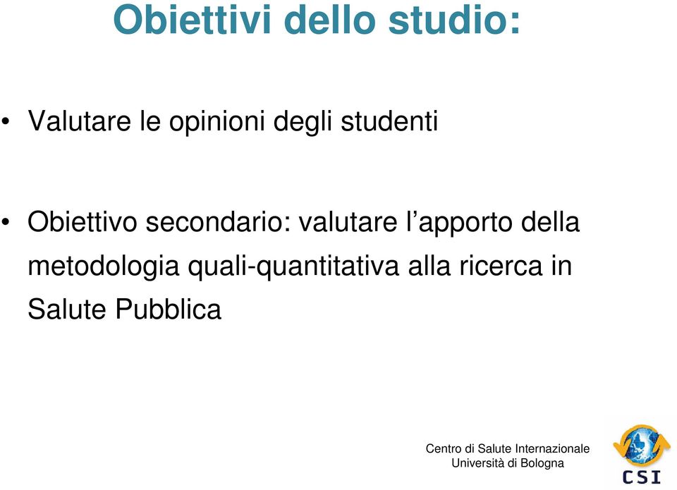 secondario: valutare l apporto della