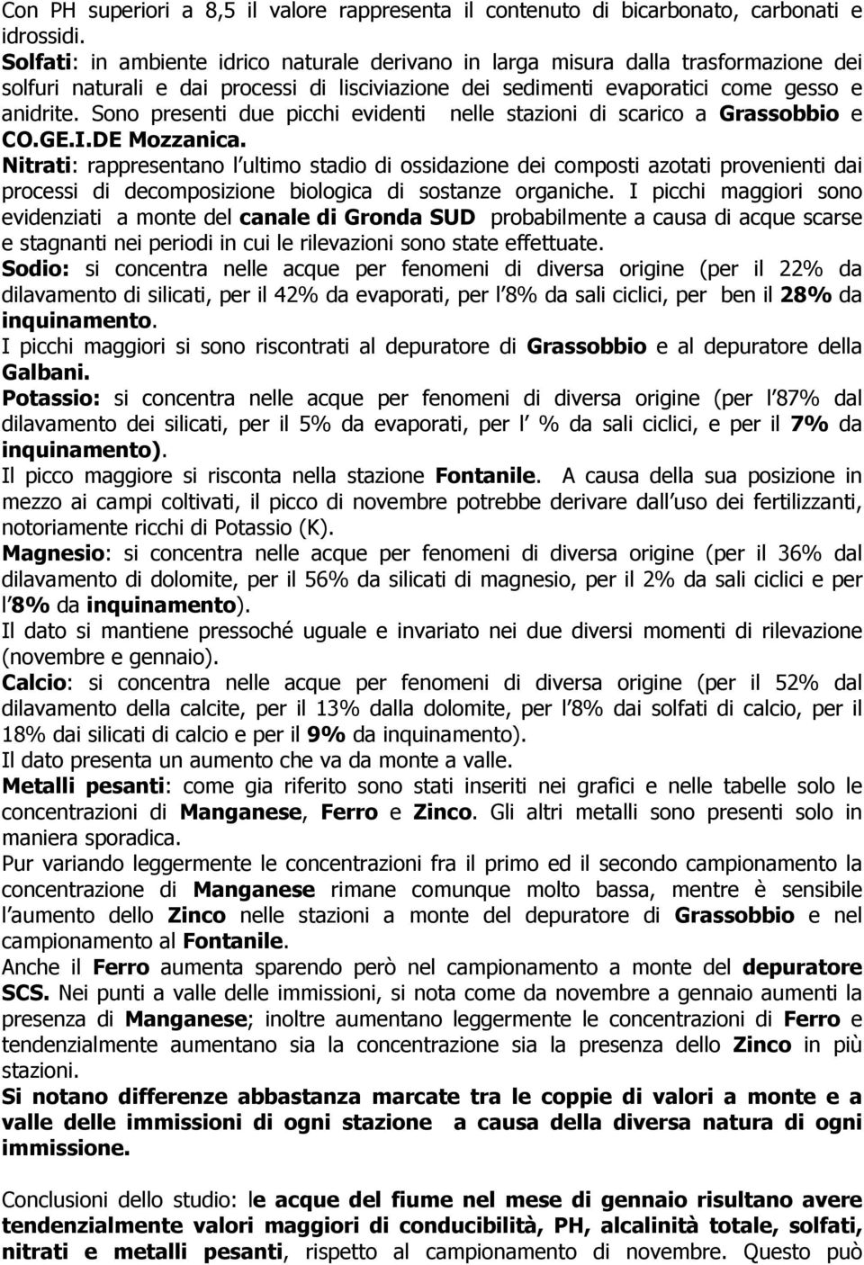 Sono presenti due picchi evidenti nelle stazioni di scarico a Grassobbio e CO.GE.I.DE Mozzanica.