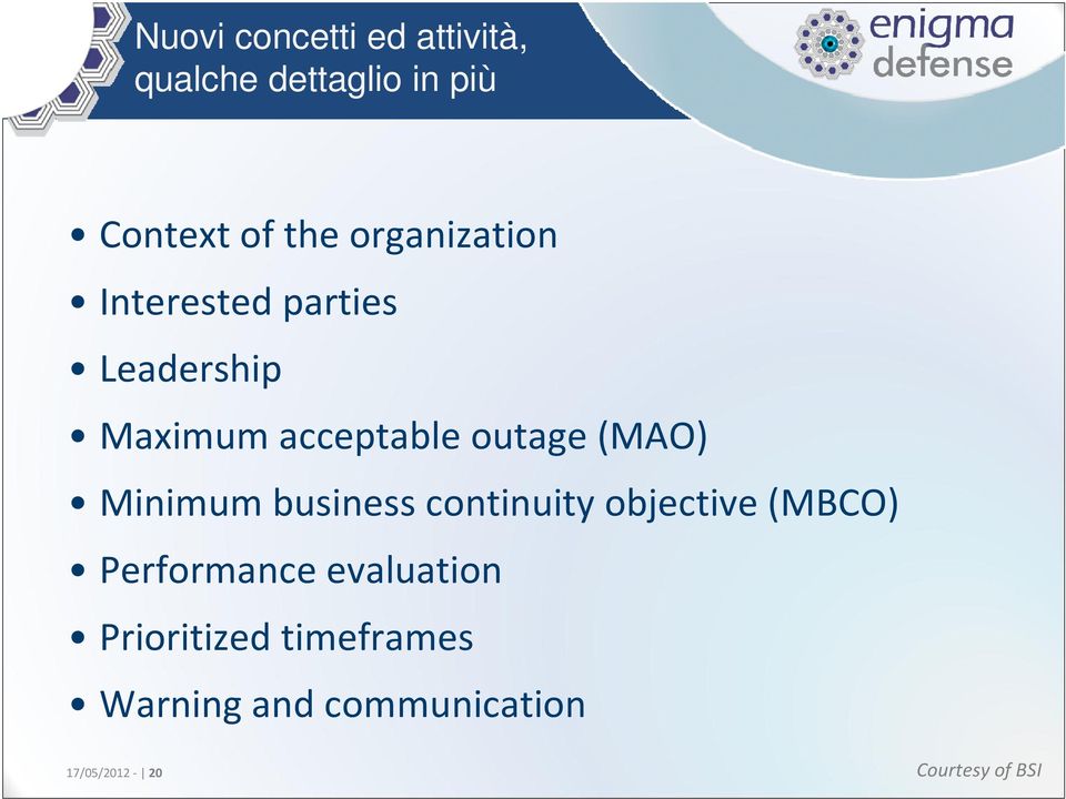 (MAO) Minimum business continuity objective (MBCO) Performance