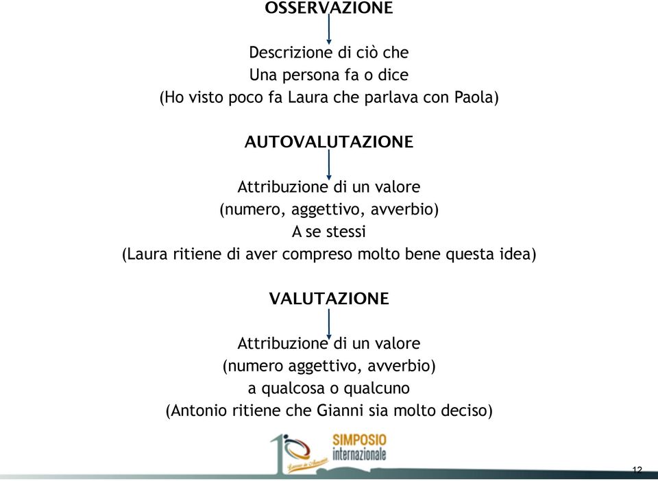 (Laura ritiene di aver compreso molto bene questa idea) VALUTAZIONE Attribuzione di un valore