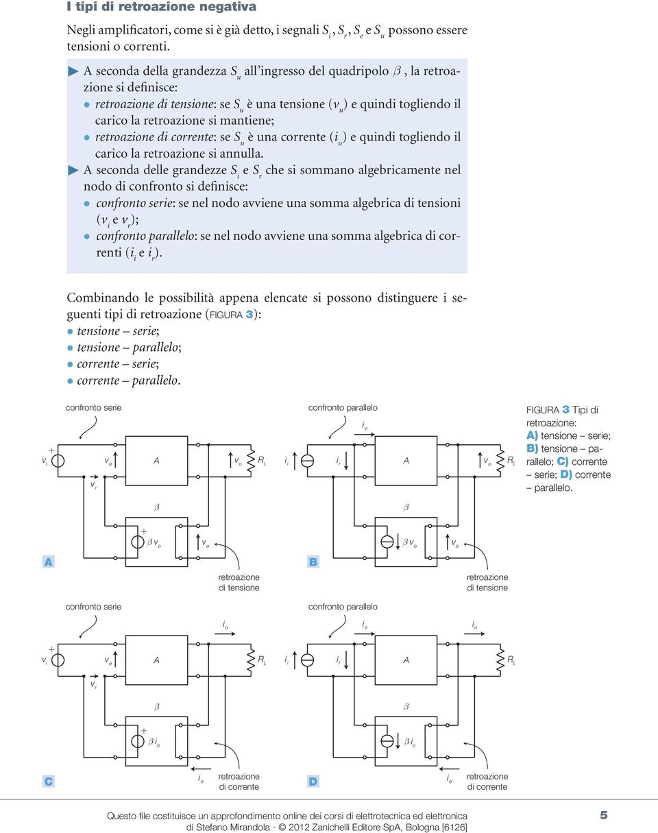 corrente: se S u è una corrente ( u ) e qund toglendo l carco la retroazone s annulla.