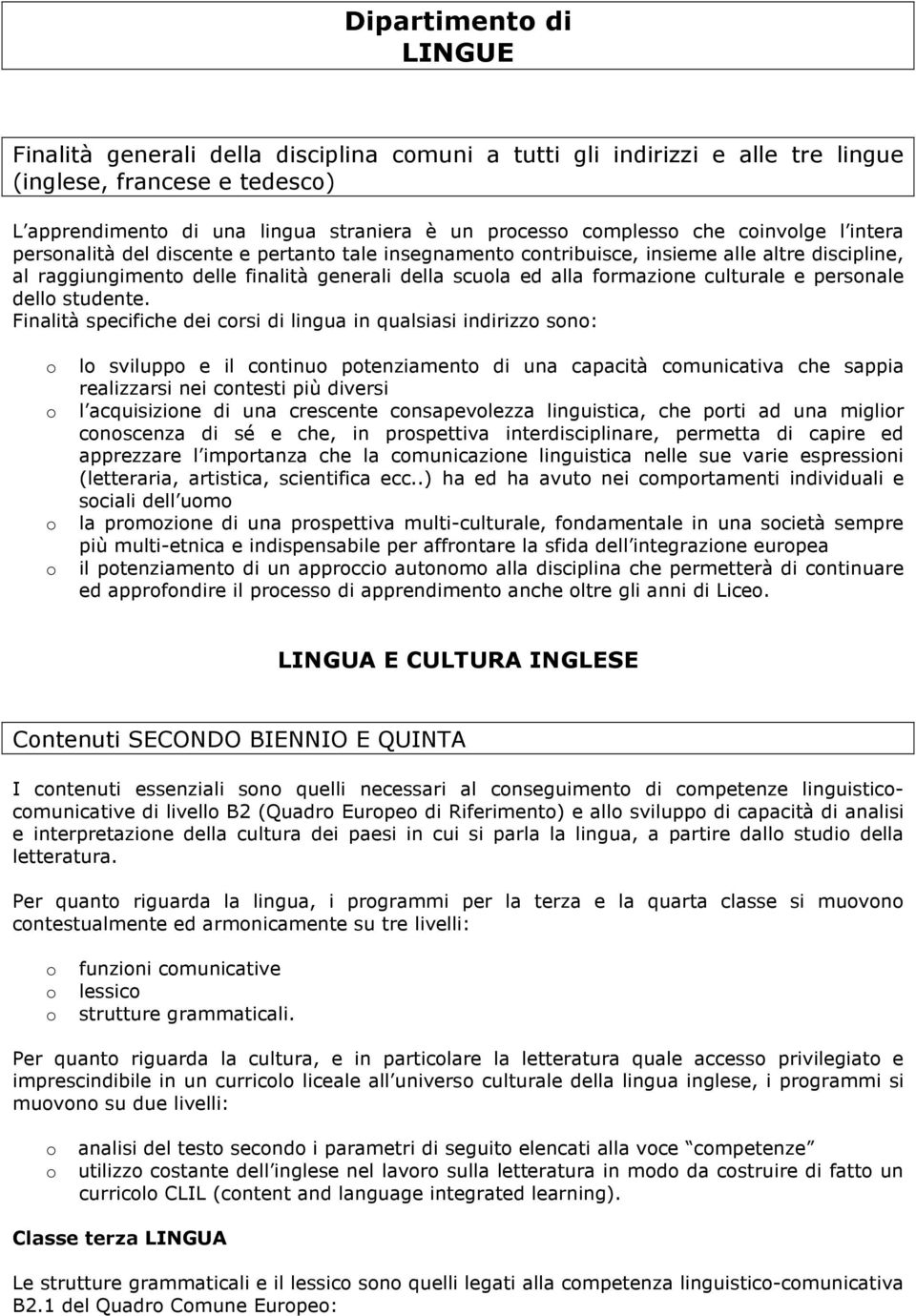 culturale e personale dello studente.