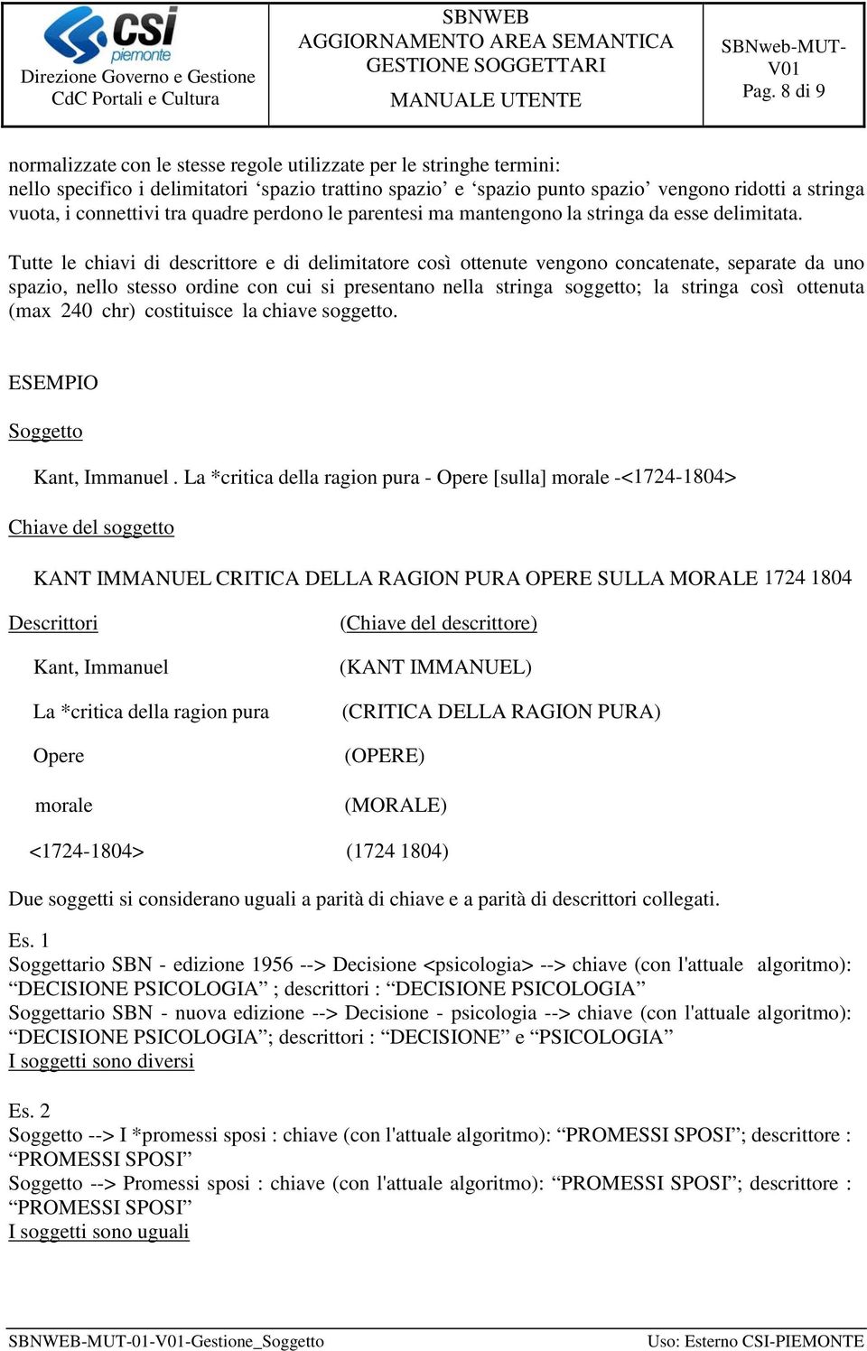 Tutte le chiavi di descrittore e di delimitatore così ottenute vengono concatenate, separate da uno spazio, nello stesso ordine con cui si presentano nella stringa soggetto; la stringa così ottenuta