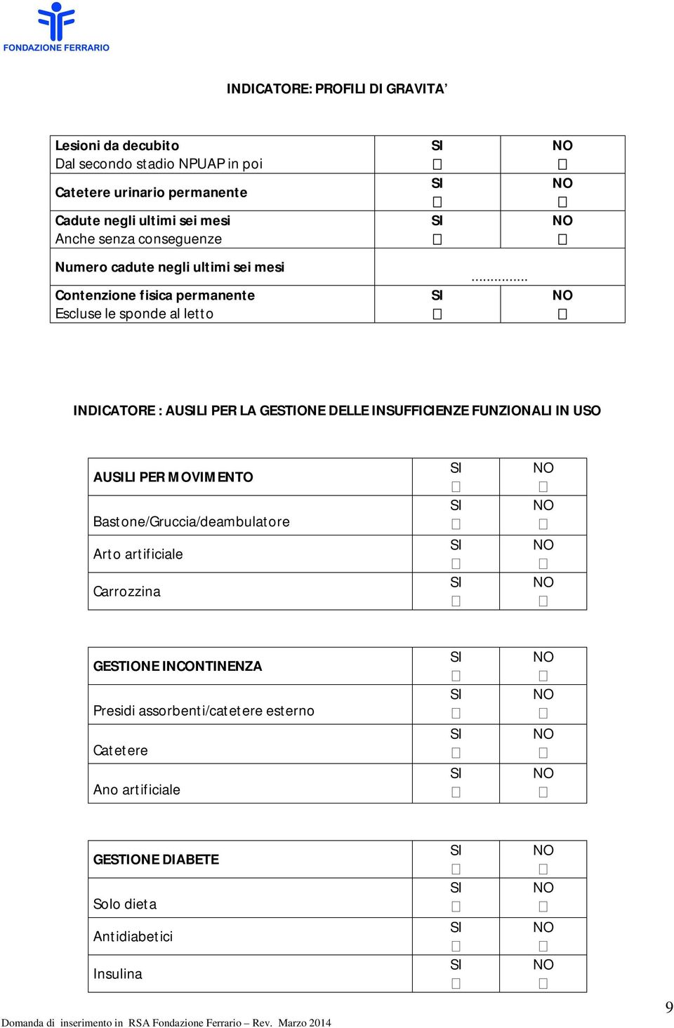 .. INDICATORE : AULI PER LA GESTIONE DELLE INSUFFICIENZE FUNZIONALI IN USO AULI PER MOVIMENTO Bastone/Gruccia/deambulatore Arto