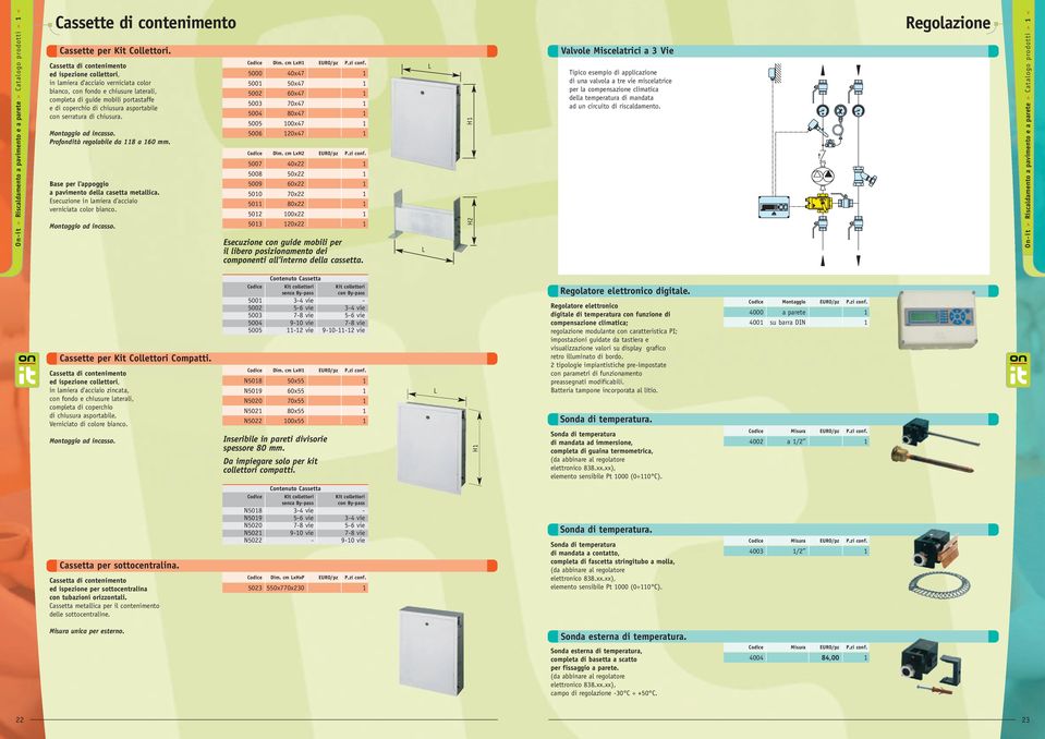 assetta di contenimento ed ispezione collettori, in lamiera d'acciaio verniciata color bianco, con fondo e chiusure laterali, completa di guide mobili portastaffe e di coperchio di chiusura