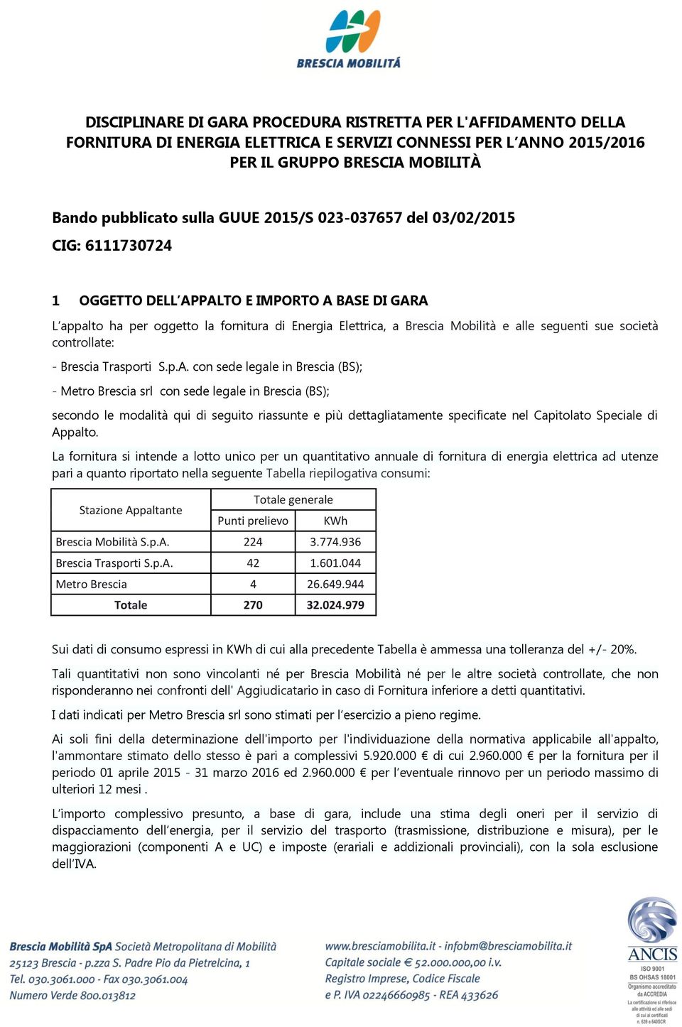 società controllate: - Brescia Trasporti S.p.A.