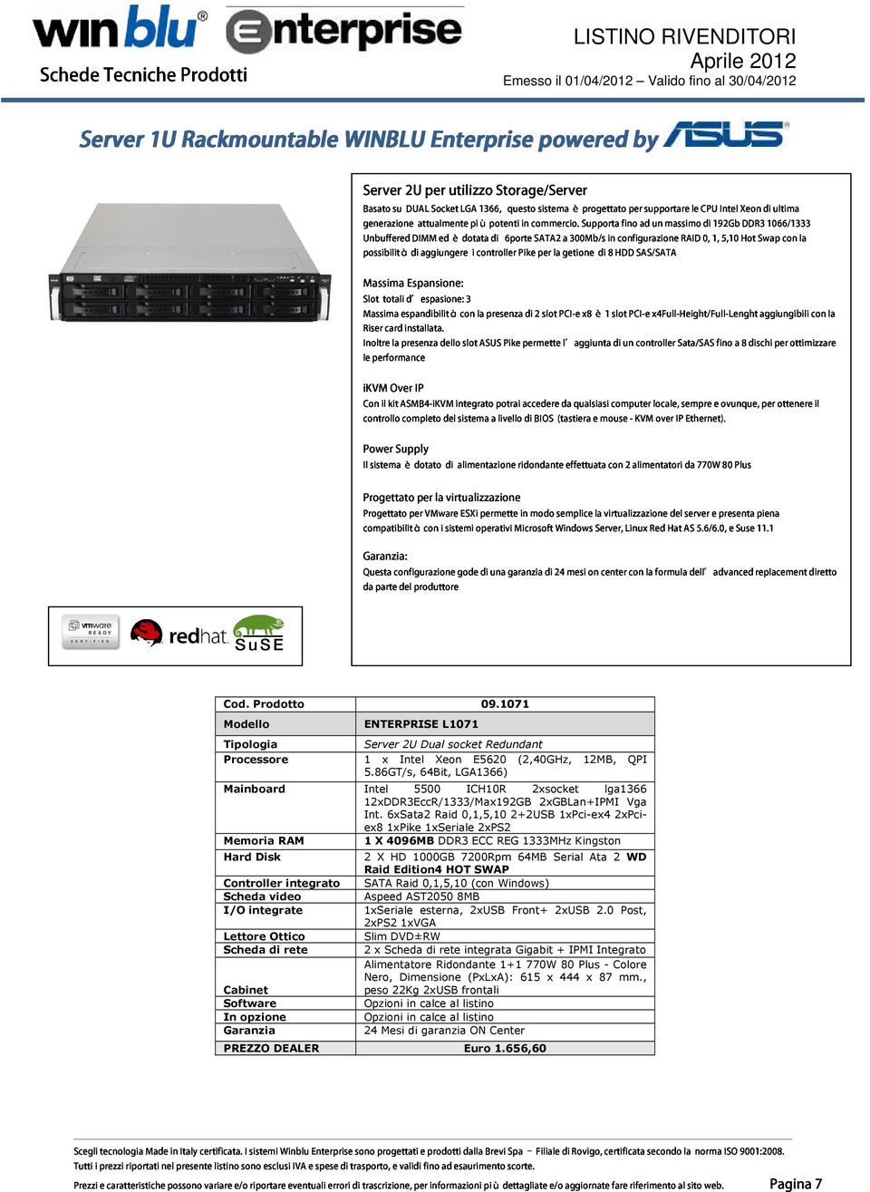 SATA2 per la getione a 300Mb/s Supporta di in 8 HDD configurazione SAS/SATA ad un massimo RAID 0, di 1, 192Gb 5,10 Xeon Hot DDR3 Swap di 1066/1333 ultima Slot totali d espasione: Espansione: 3 con la