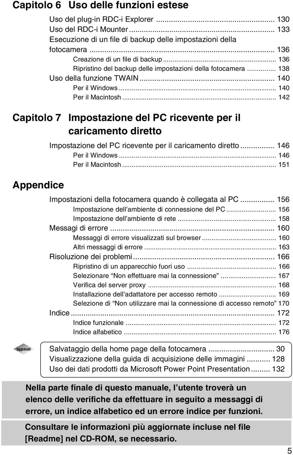 .. 142 Capitolo 7 Impostazione del PC ricevente per il caricamento diretto Appendice Impostazione del PC ricevente per il caricamento diretto... 146 Per il Windows... 146 Per il Macintosh.