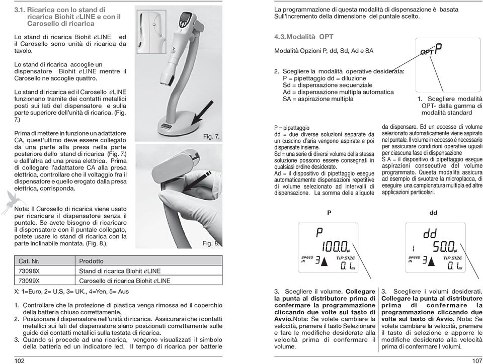 Lo stand di ricarica ed il Carosello eline funzionano tramite dei contatti metallici posti sui lati del dispensatore e sulla parte superiore dell unità di ricarica. (Fig. 7.