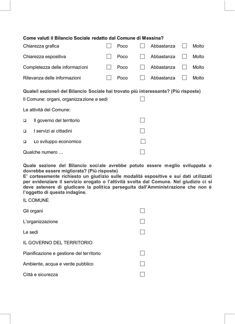 sezione/i del Bilancio Sociale hai trovato più int eressante?