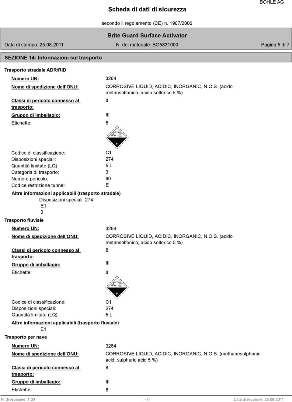 VE LIQUID, ACIDIC, INORGANIC, N.O.S.