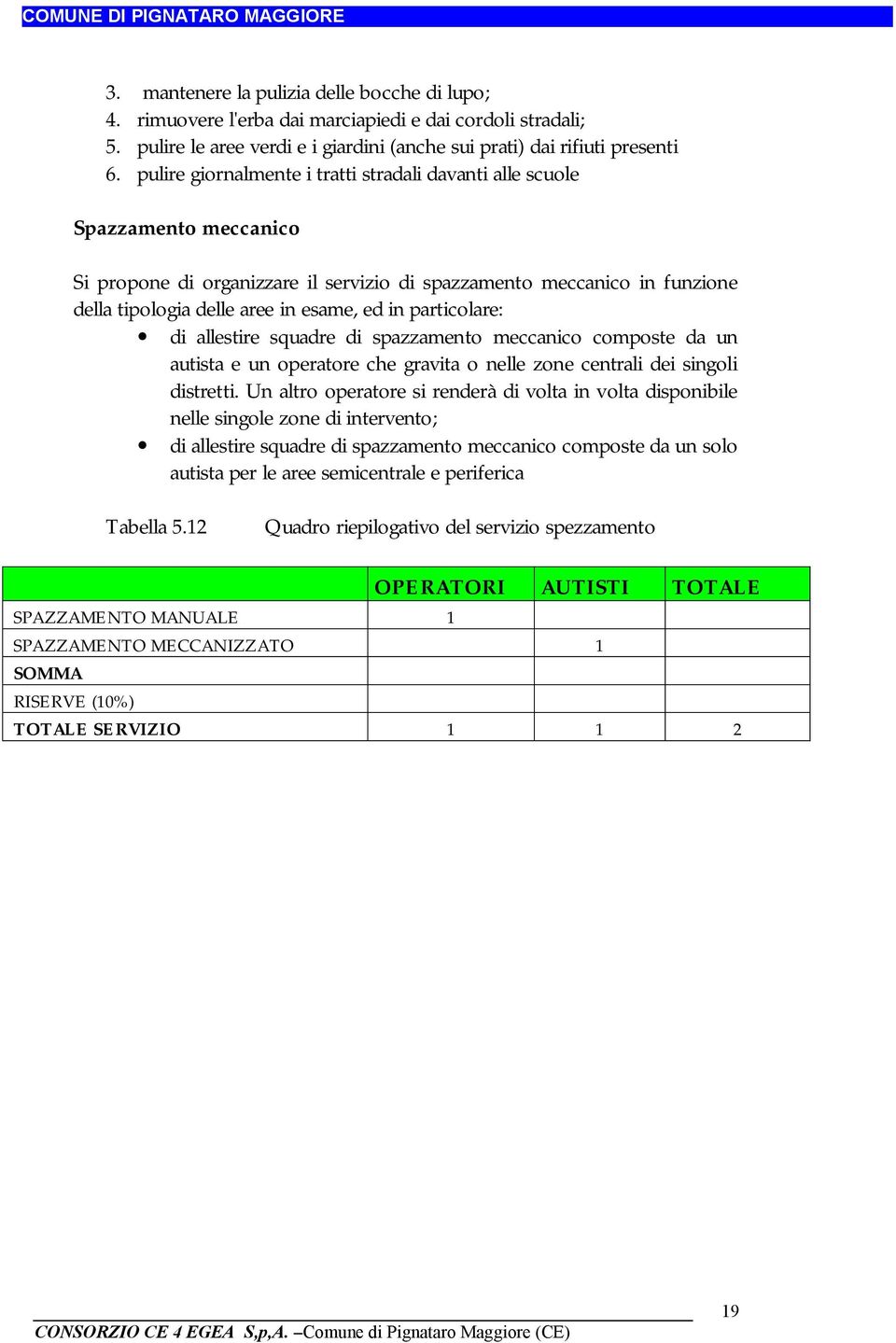 particolare: di allestire squadre di spazzamento meccanico composte da un autista e un operatore che gravita o nelle zone centrali dei singoli distretti.