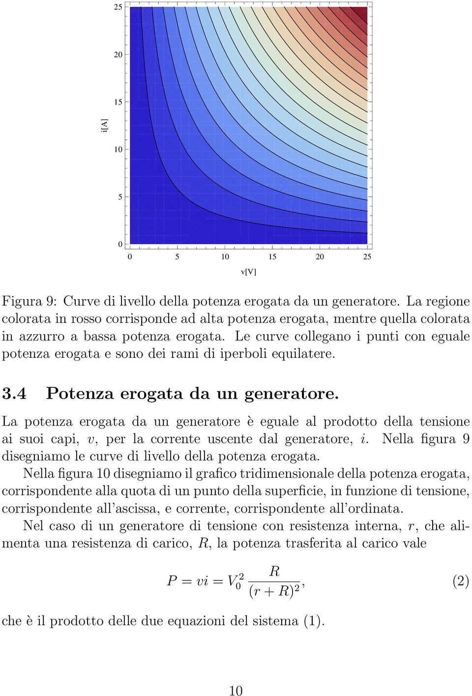 Le curve collegano i punti con eguale potenza erogata e sono dei rami di iperboli equilatere. 3.4 Potenza erogata da un generatore.