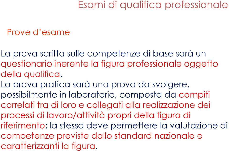 La prova pratica sarà una prova da svolgere, possibilmente in laboratorio, composta da compiti correlati tra di loro