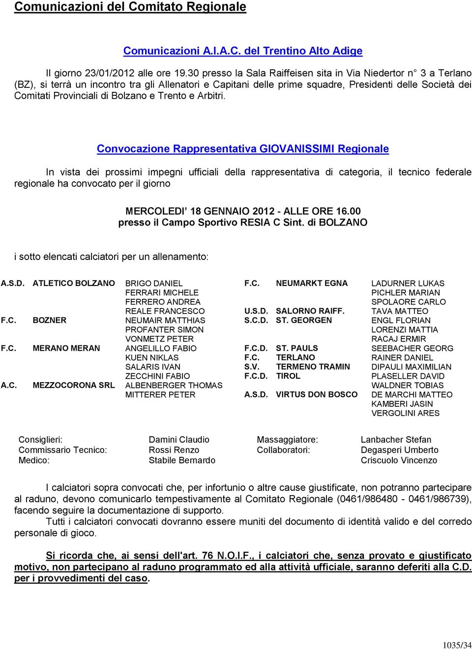 Bolzano e Trento e Arbitri.